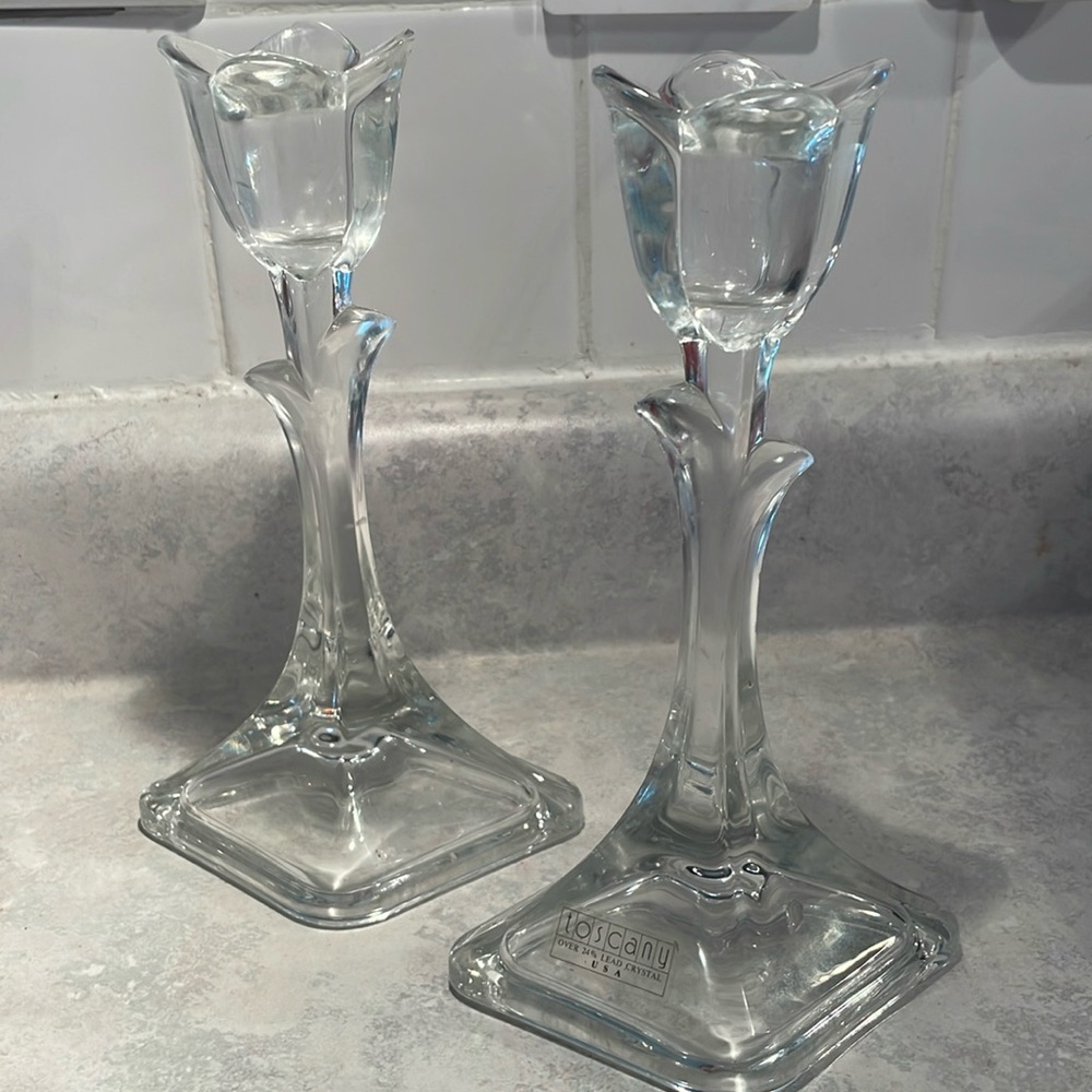 Toscany crystal candlestick holders
